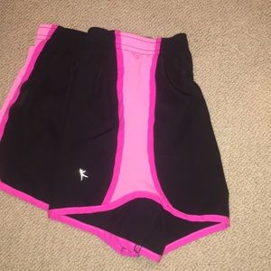 workout shorts pink and black